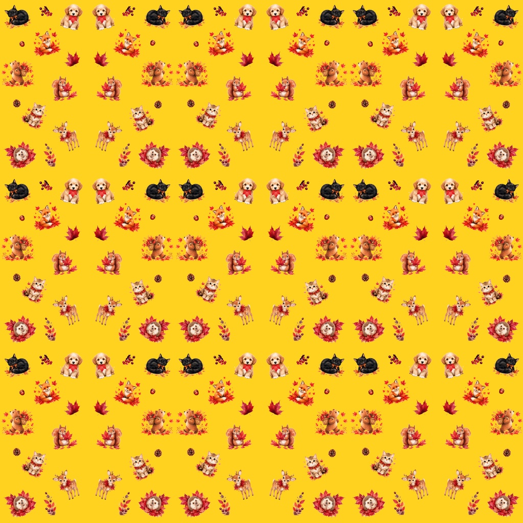 【デジタルペーパー】秋の素材_かわいい秋の動物 10枚セット|商用利用可・高解像度PNG