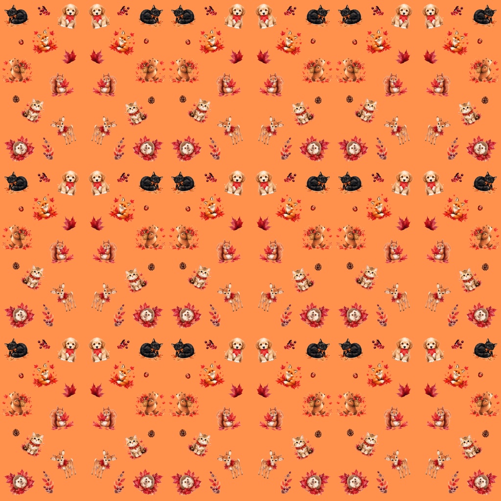 【デジタルペーパー】秋の素材_かわいい秋の動物 10枚セット|商用利用可・高解像度PNG