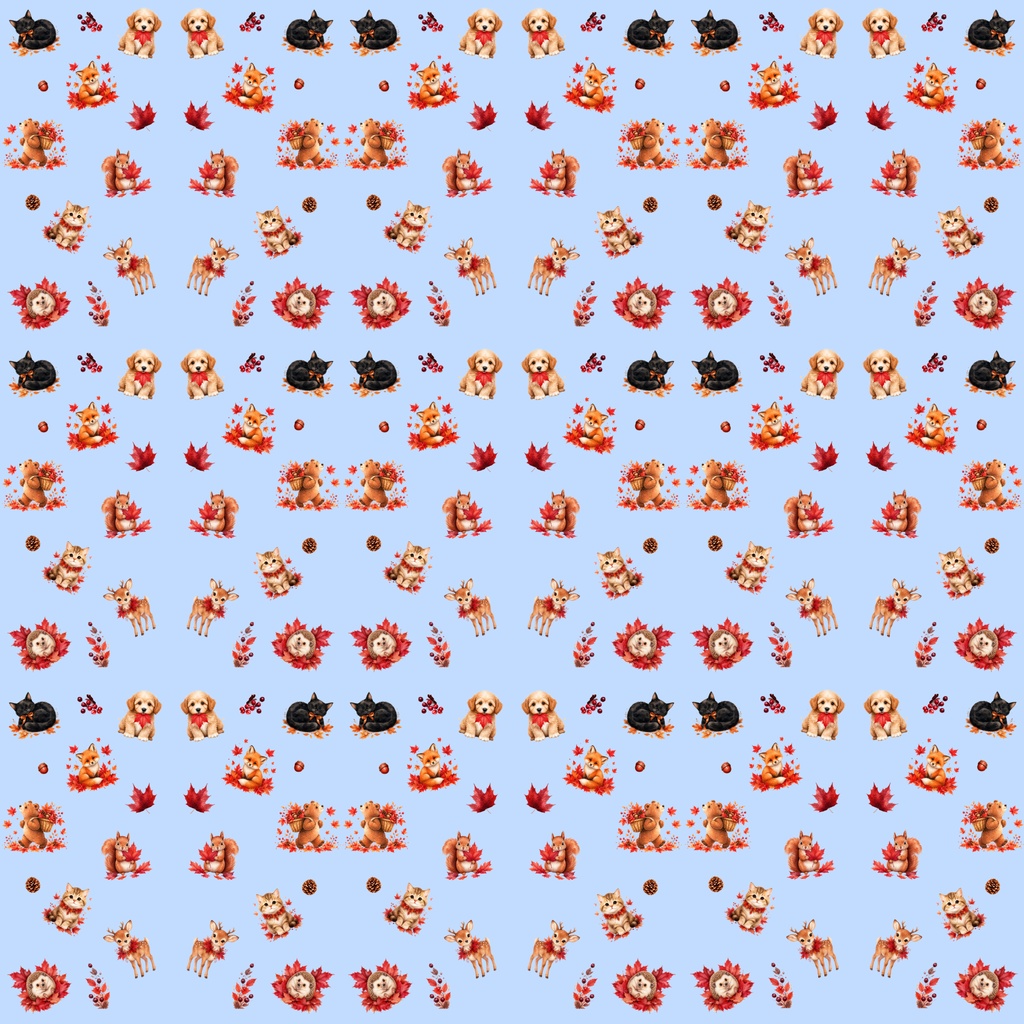 【デジタルペーパー】秋の素材_かわいい秋の動物 10枚セット|商用利用可・高解像度PNG