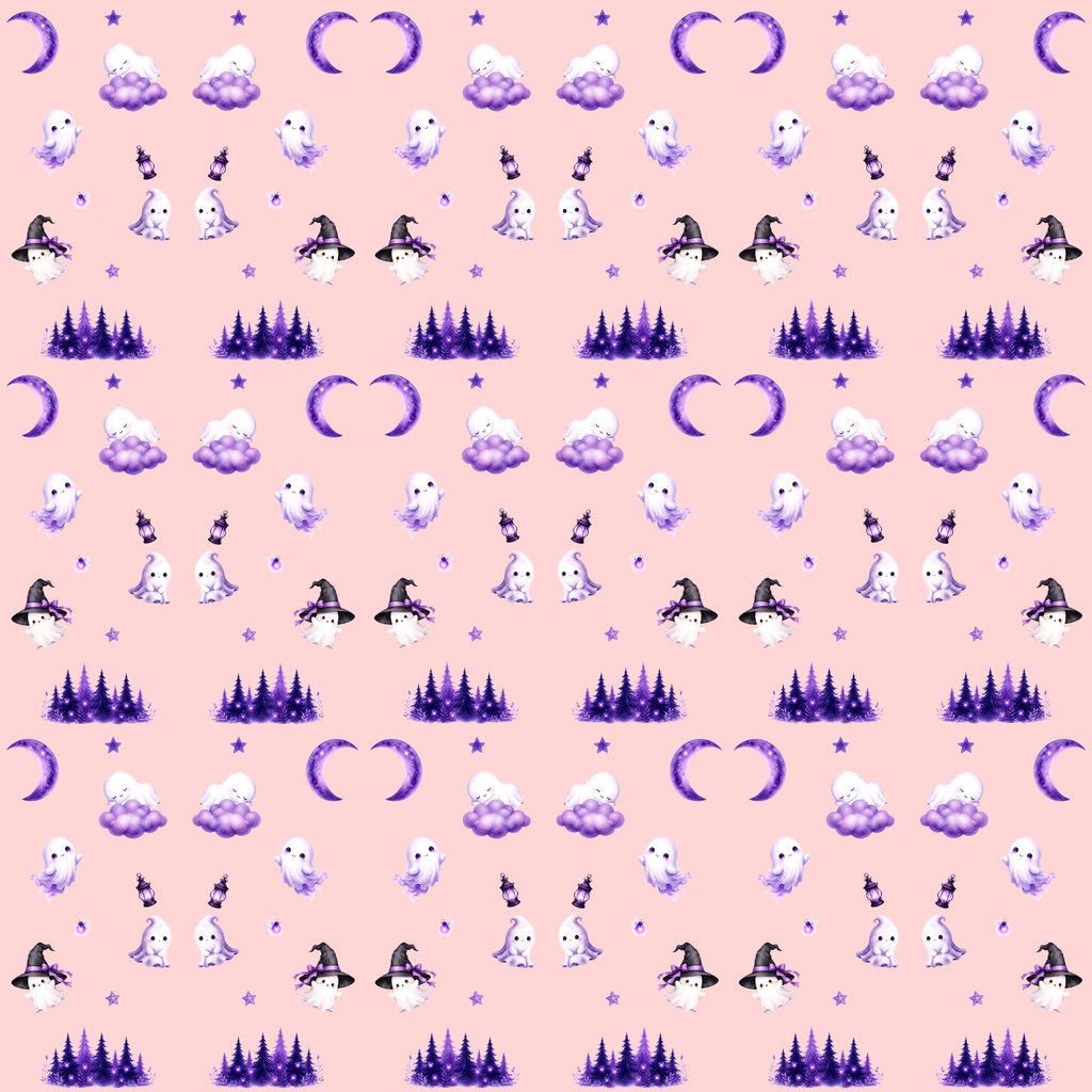 【デジタルペーパー】ハロウィン_かわいいオバケ 10枚セット|商用利用可・高解像度PNG