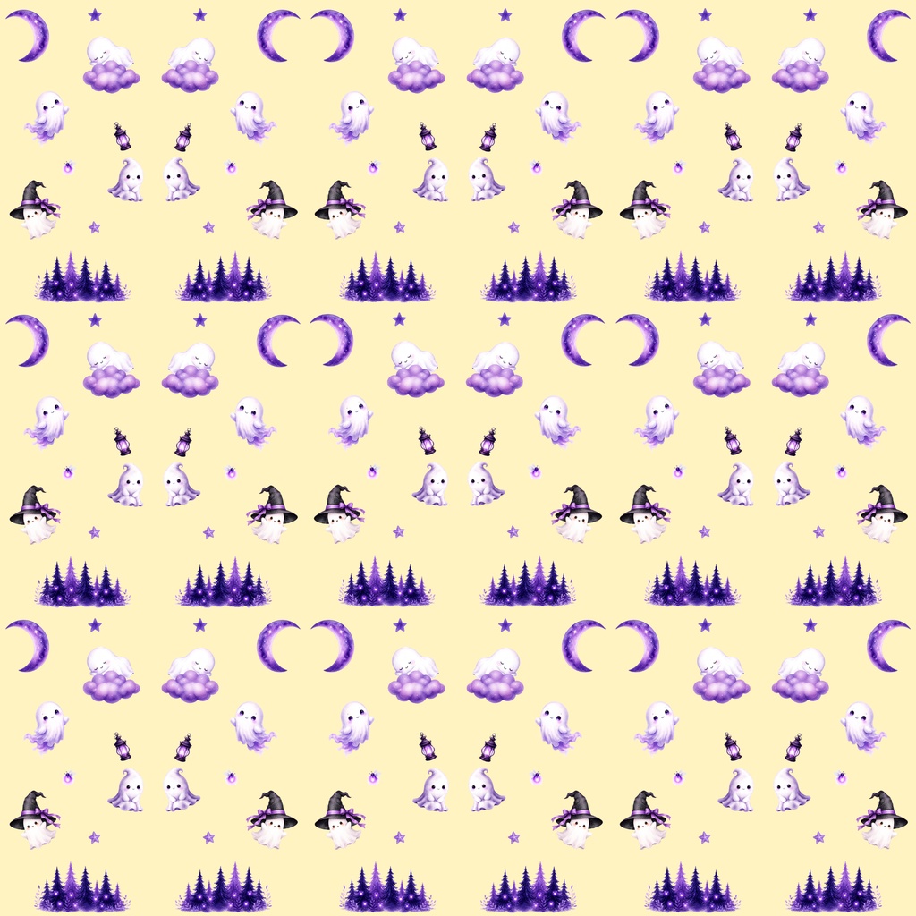 【デジタルペーパー】ハロウィン_かわいいオバケ 10枚セット|商用利用可・高解像度PNG