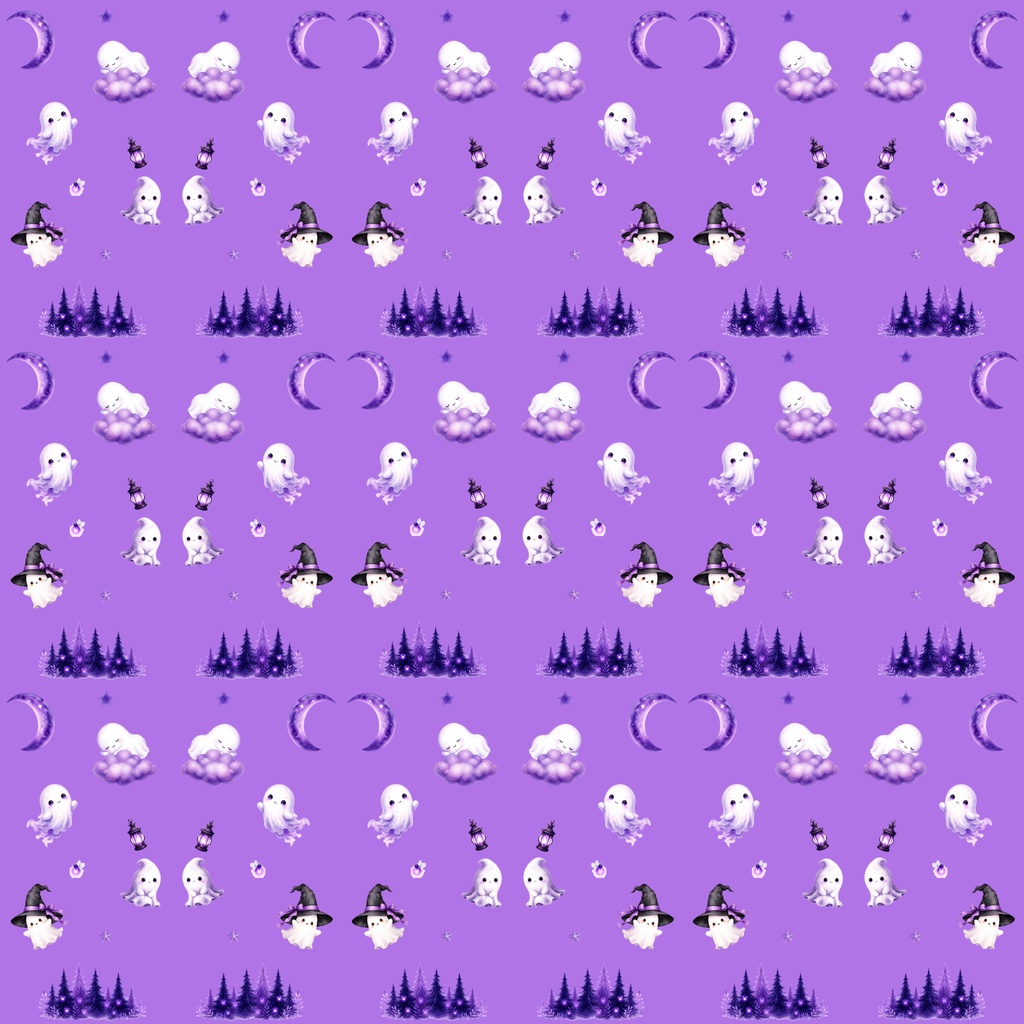 【デジタルペーパー】ハロウィン_かわいいオバケ 10枚セット|商用利用可・高解像度PNG