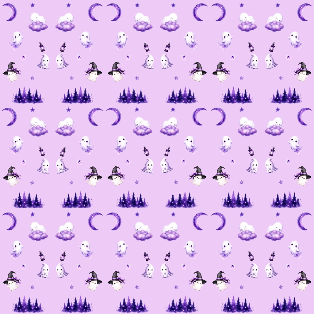 【デジタルペーパー】ハロウィン_かわいいオバケ 10枚セット|商用利用可・高解像度PNG