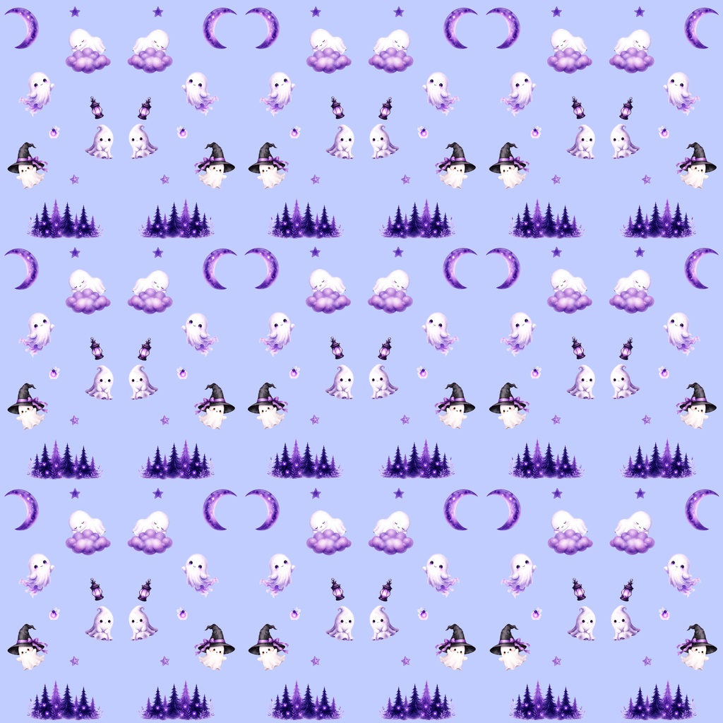 【デジタルペーパー】ハロウィン_かわいいオバケ 10枚セット|商用利用可・高解像度PNG