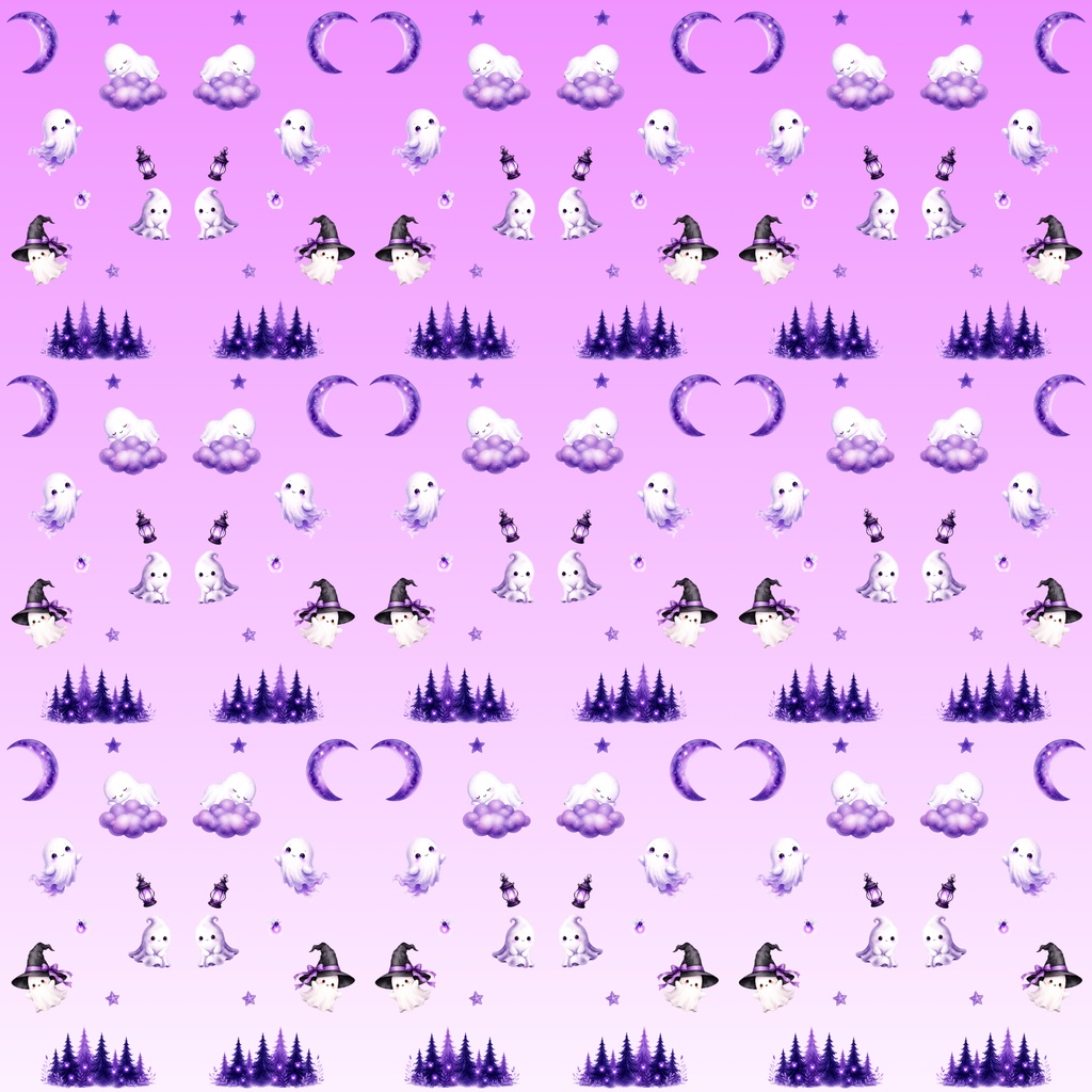 【デジタルペーパー】ハロウィン_かわいいオバケ 10枚セット|商用利用可・高解像度PNG