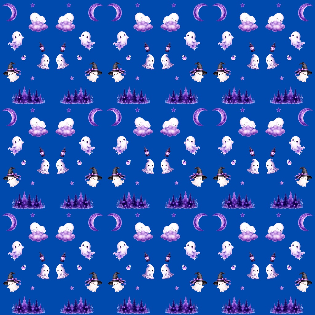 【デジタルペーパー】ハロウィン_かわいいオバケ 10枚セット|商用利用可・高解像度PNG