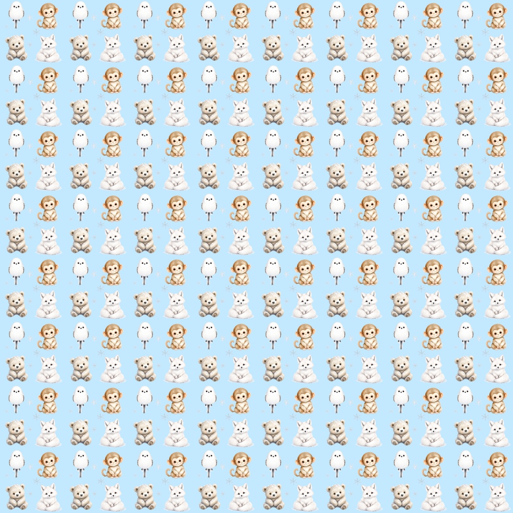 【デジタルペーパー】クリスマス_かわいい動物_ドット柄 15枚セット|商用利用可・高解像度PNG
