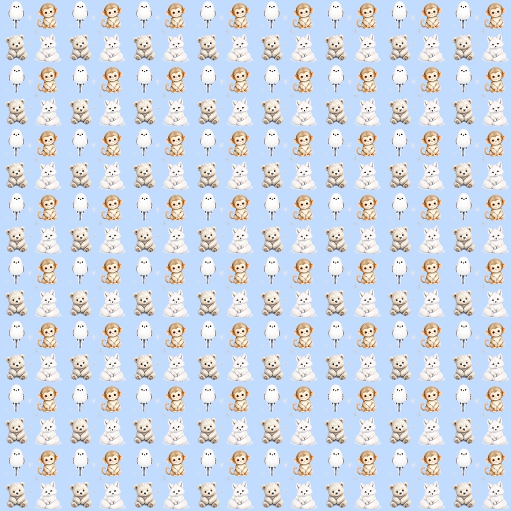 【デジタルペーパー】クリスマス_かわいい動物_ドット柄 15枚セット|商用利用可・高解像度PNG