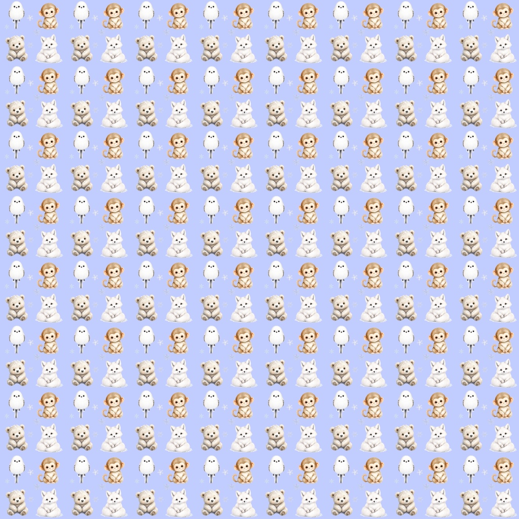 【デジタルペーパー】クリスマス_かわいい動物_ドット柄 15枚セット|商用利用可・高解像度PNG