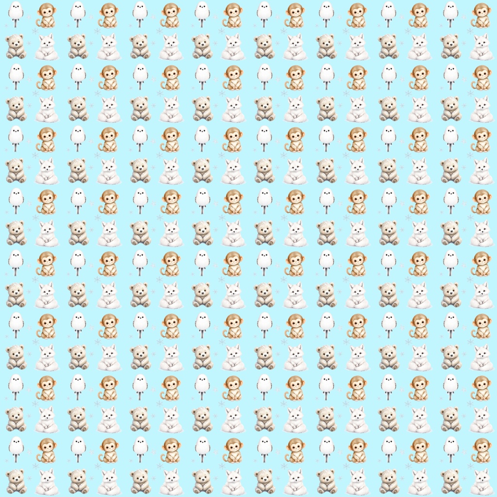 【デジタルペーパー】クリスマス_かわいい動物_ドット柄 15枚セット|商用利用可・高解像度PNG