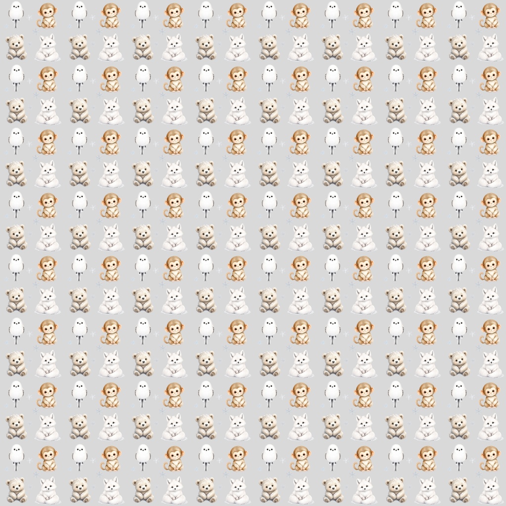 【デジタルペーパー】クリスマス_かわいい動物_ドット柄 15枚セット|商用利用可・高解像度PNG