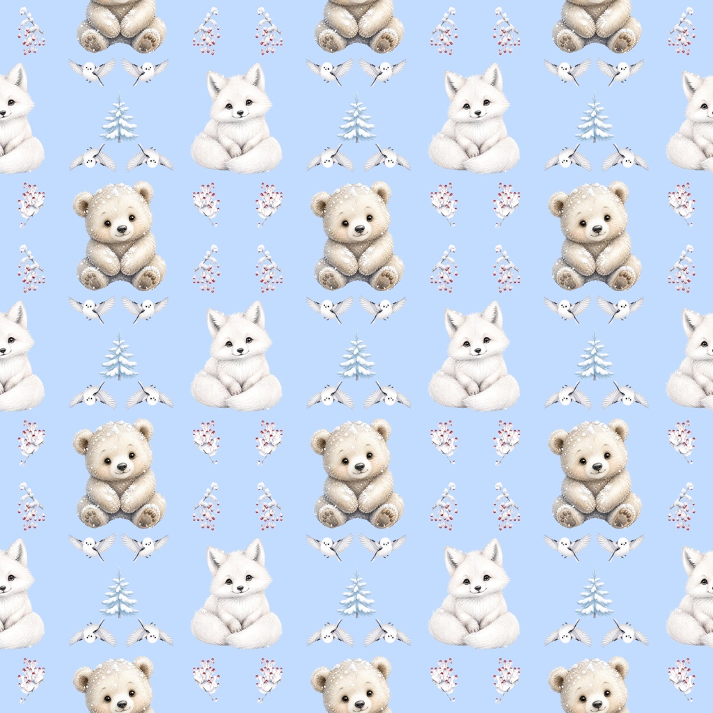 【デジタルペーパー】冬シーズン_かわいい動物 10枚セット|商用利用可・高解像度PNG