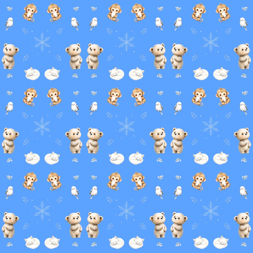 【デジタルペーパー】冬シーズン_かわいい動物 10枚セット|商用利用可・高解像度PNG