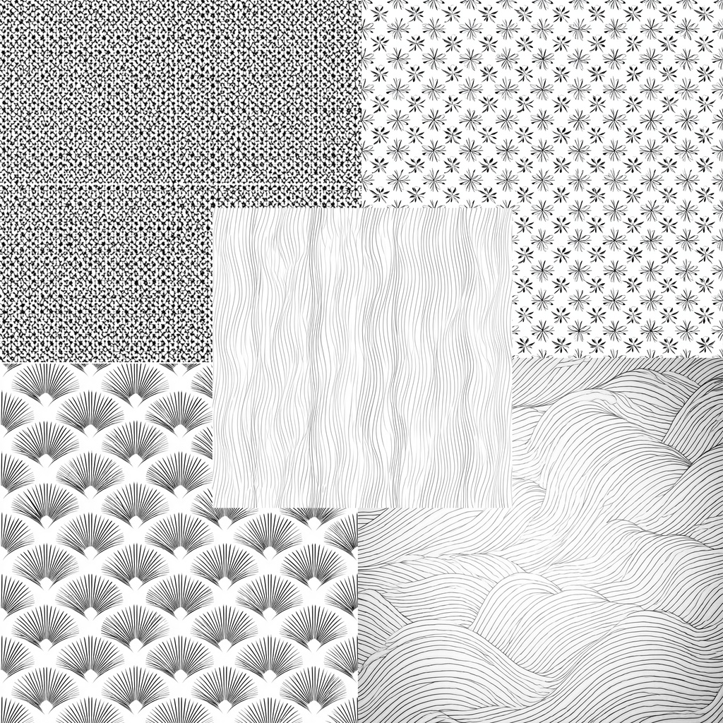 和風モノクロパターン素材集 16枚セット