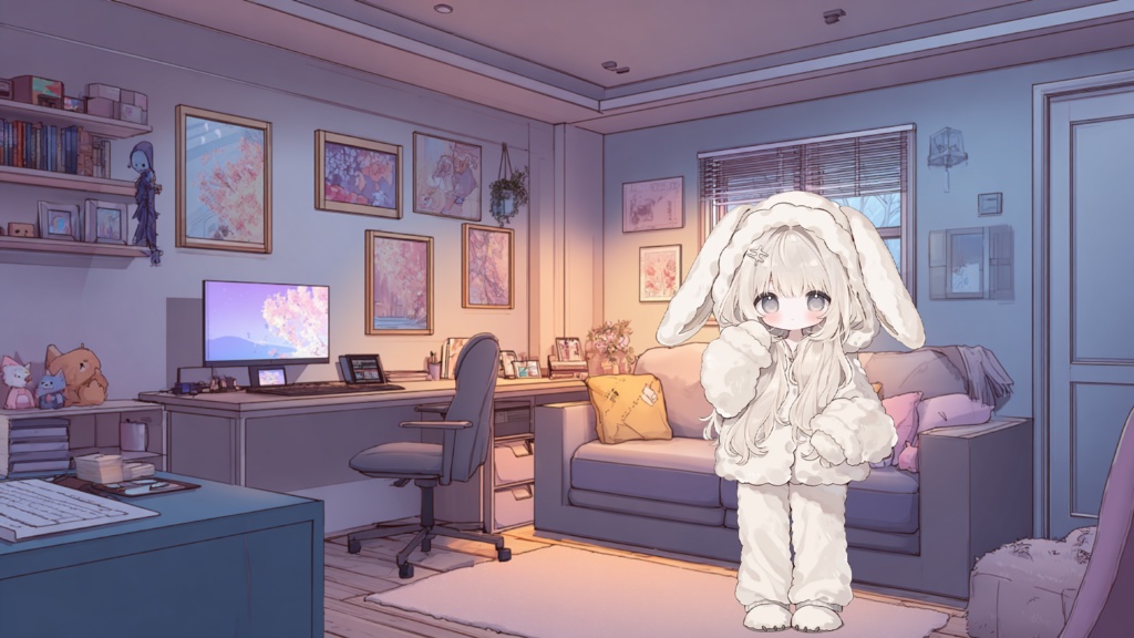 Vtuber配信背景セット|夜のルーム背景 全12種 PNG