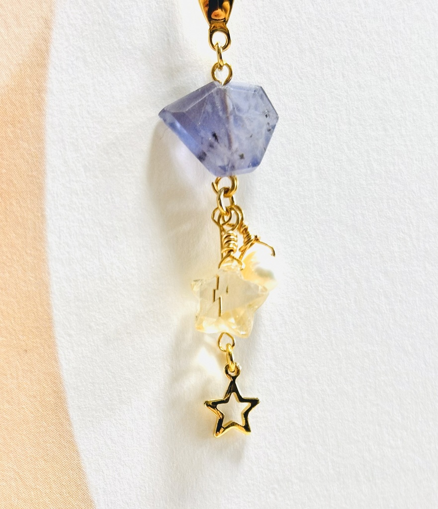 壬猫概念アクセサリー『菫青石と黄水晶の煌き』