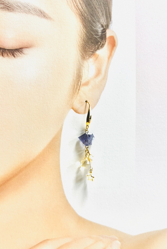 壬猫概念アクセサリー『菫青石と黄水晶の煌き』