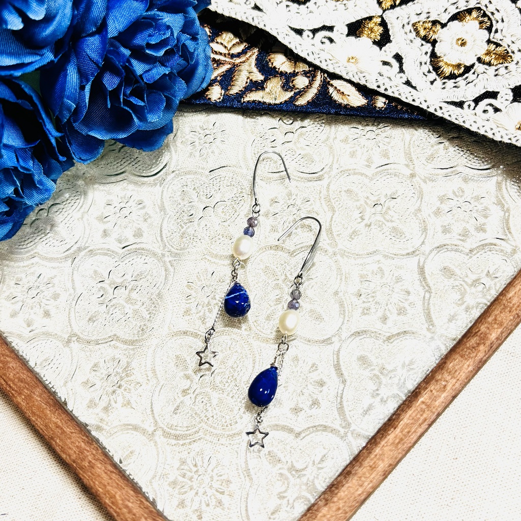 壬猫概念アクセサリー『瑠璃の雫（銀）』