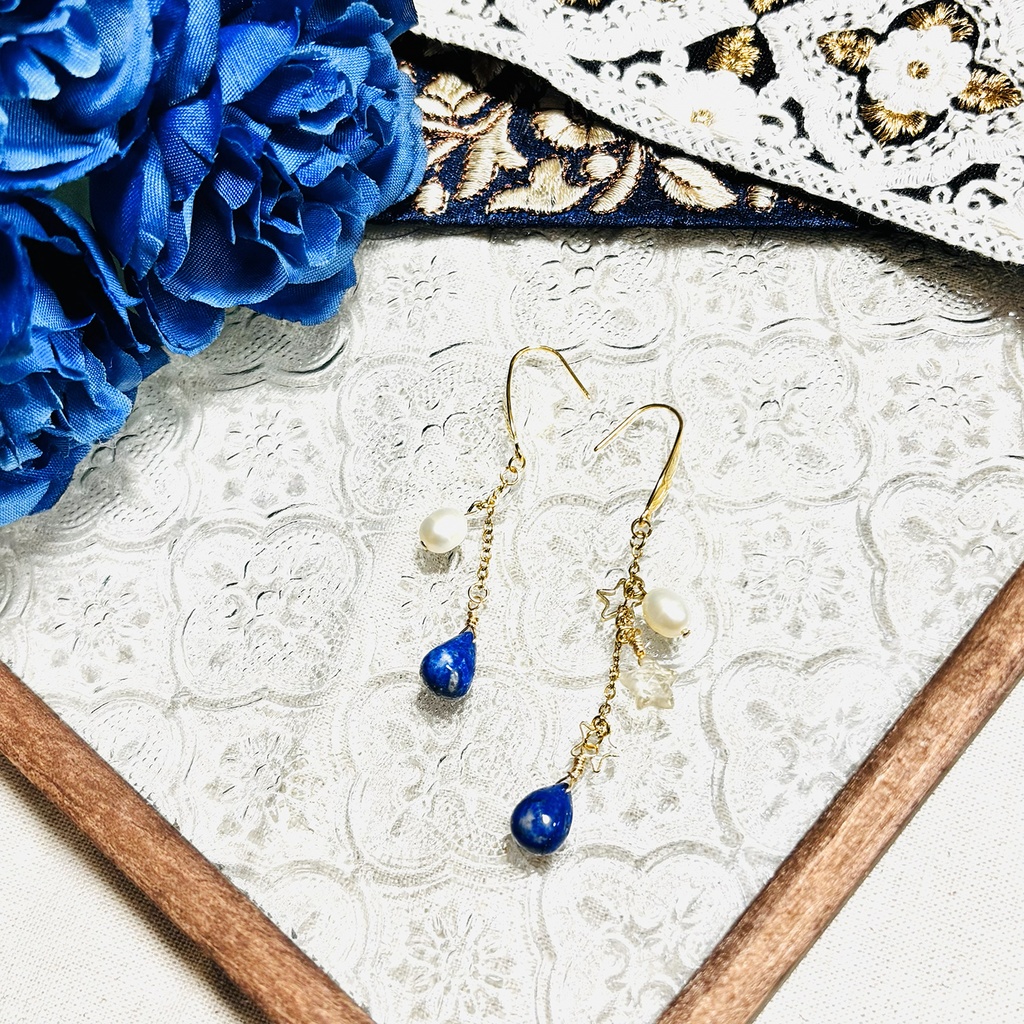 壬猫概念アクセサリー『瑠璃と黄水晶の星空』