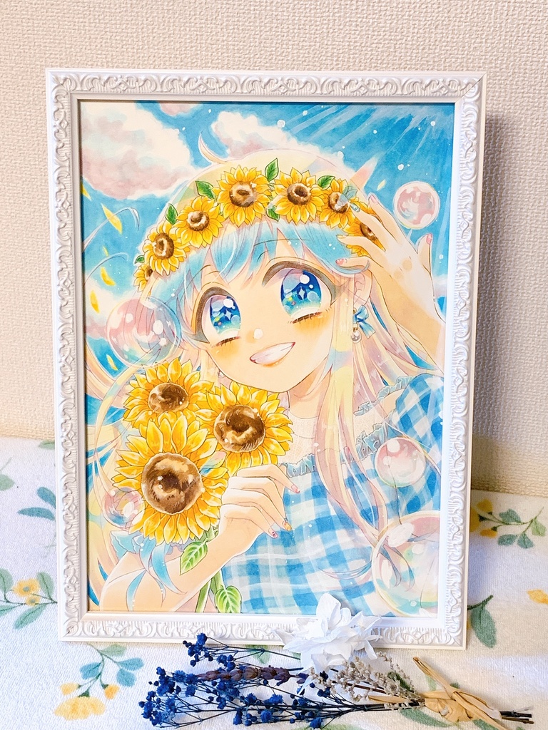 額入り原画 額無し選択可能 向日葵色 ななせいろ Booth