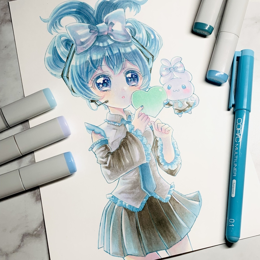 初音ミク イラスト 手書きイラスト - イラスト