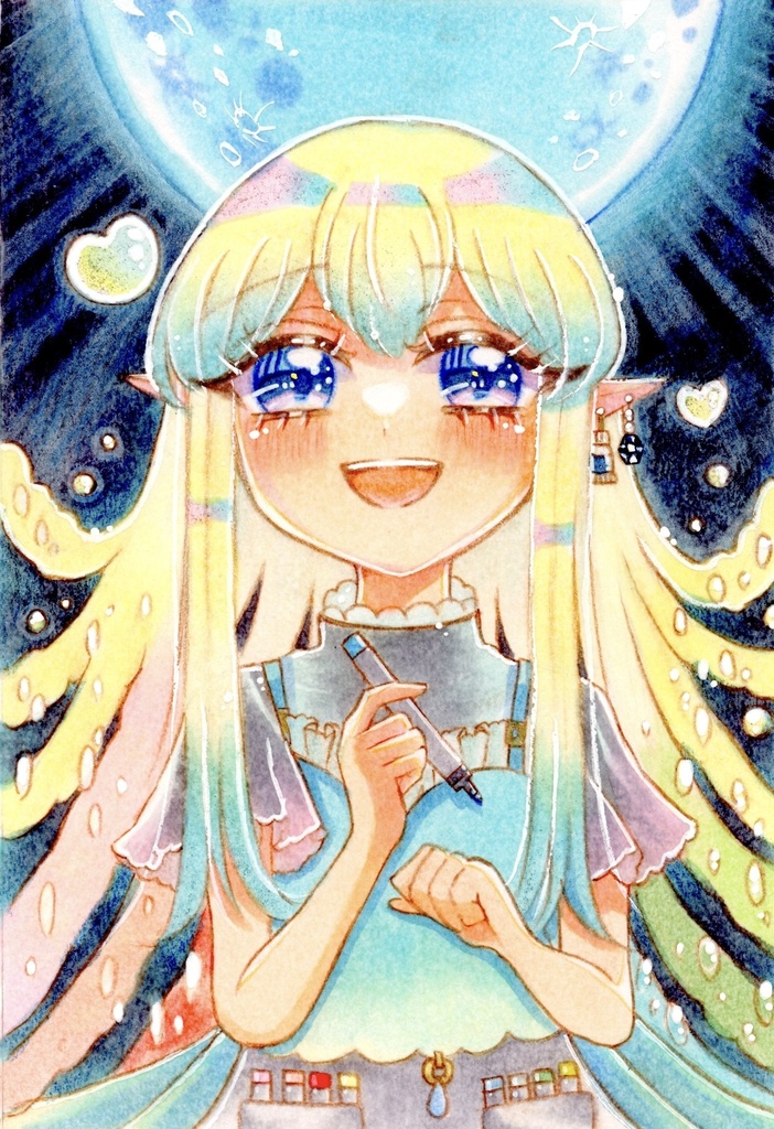 🆕額装原画「月と彩」