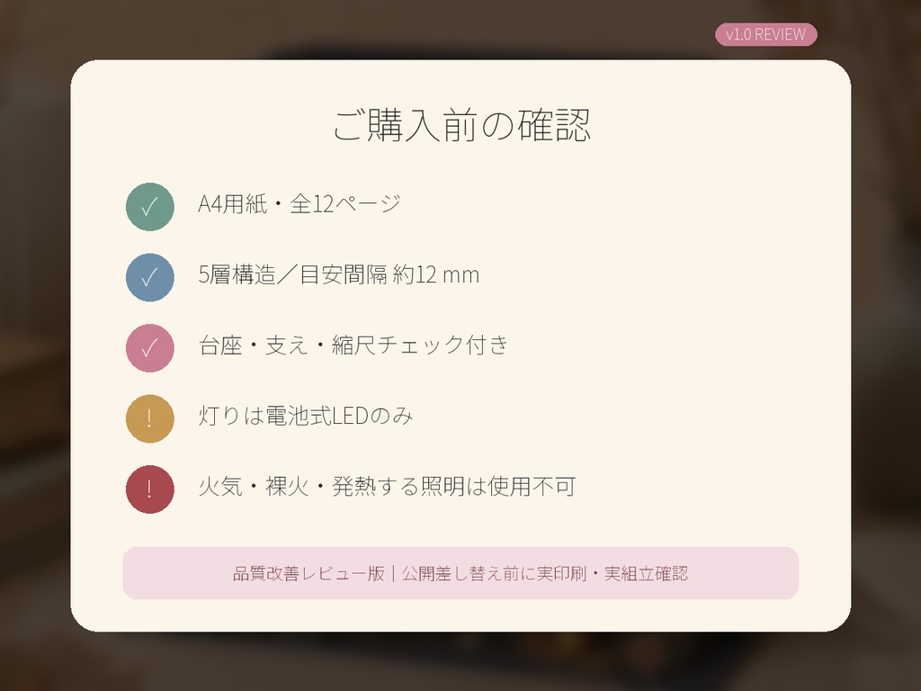 【先行モニター版 v1.0】本でできた夜のまち|魔女ねこと灯りの5層ペーパークラフト【A4・全12ページ】