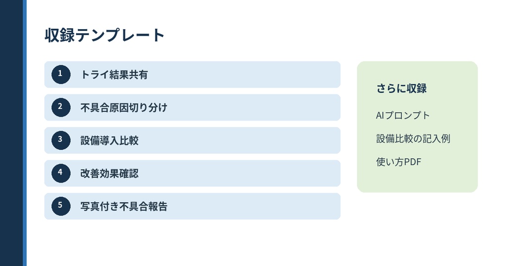 現場報告が10分でまとまる|製造業A4報告キット【Excel・AIプロンプト付き】