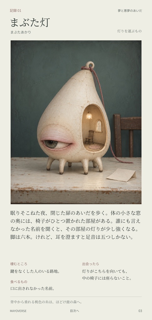 迷いもの図鑑|眠れない夜に出会う8体の小さな画集【PDF・全12ページ】