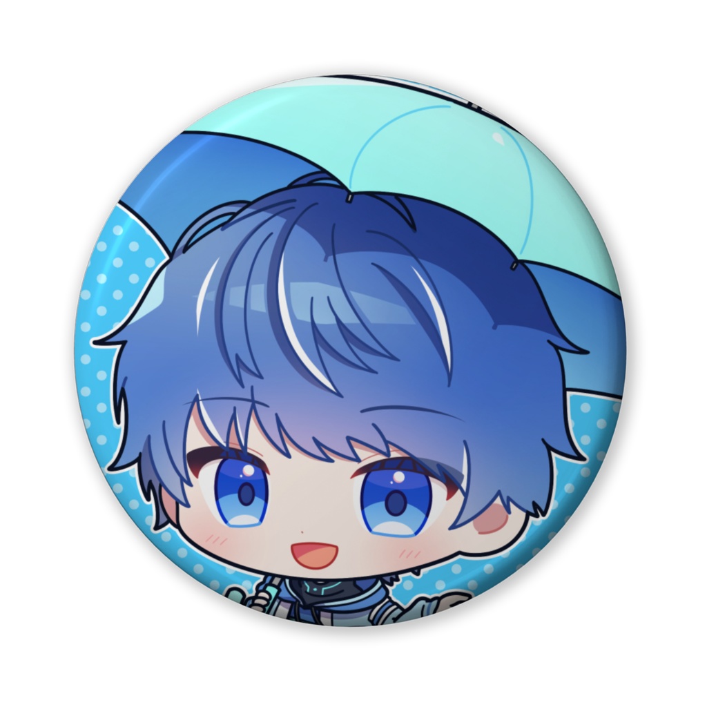 VTuberの雨空斗の缶バッジ(青)