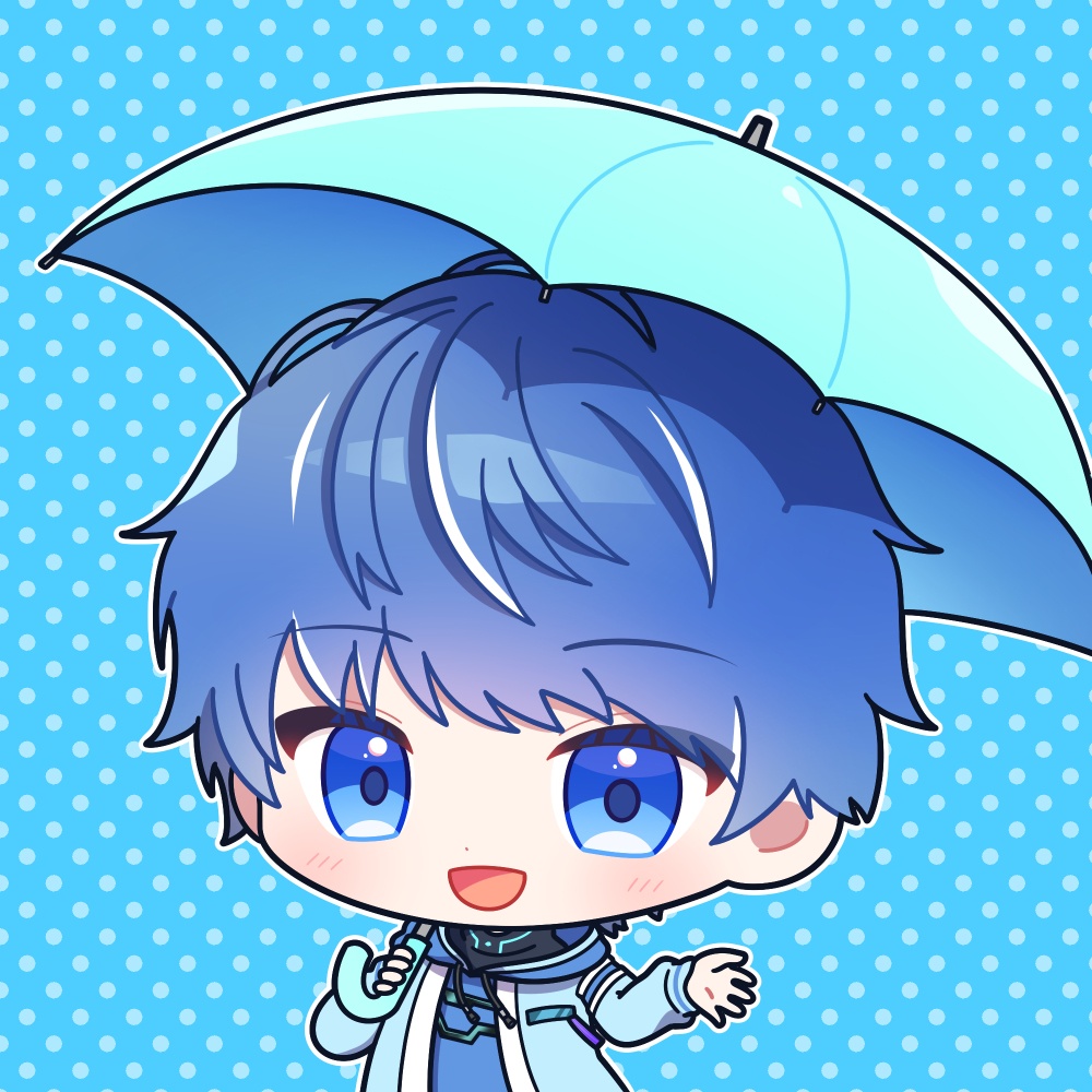 VTuberの雨空斗の缶バッジ(青)