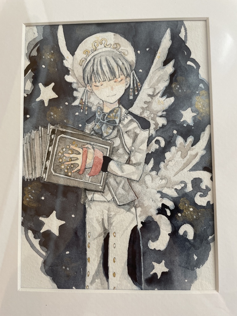 額入り水彩画「星に願いを」