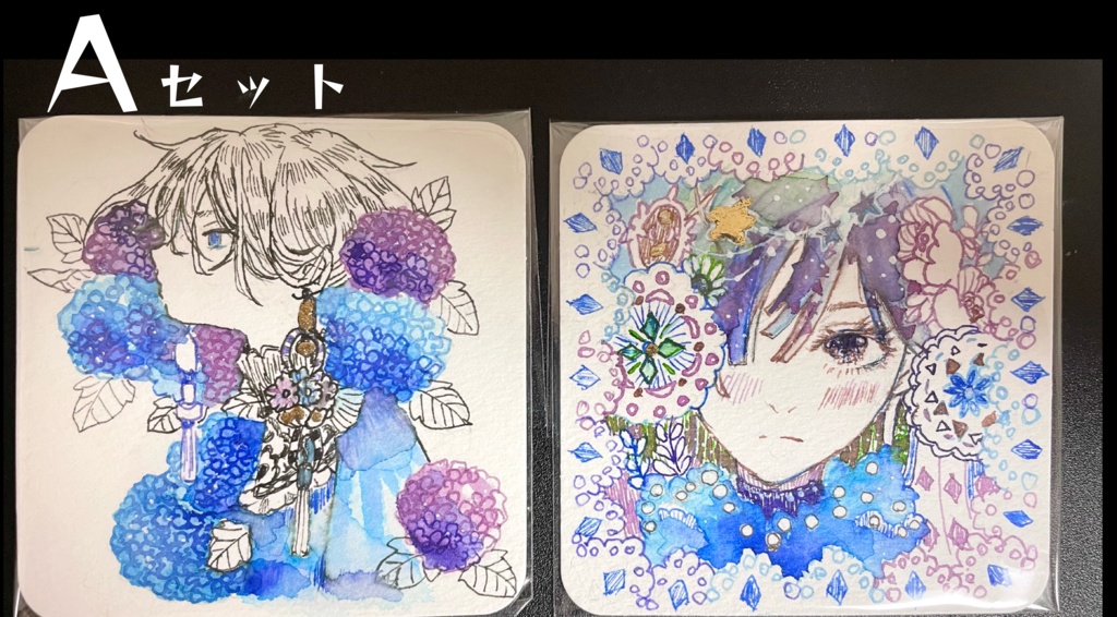 2枚セットカード　3種類原画(手のひら紙)