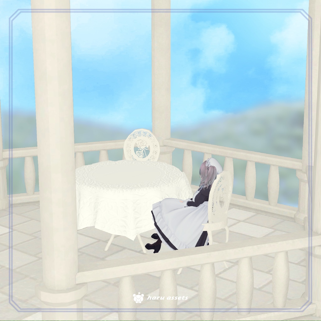 【3Dモデル】ホワイトレース🤍ガーデンセット