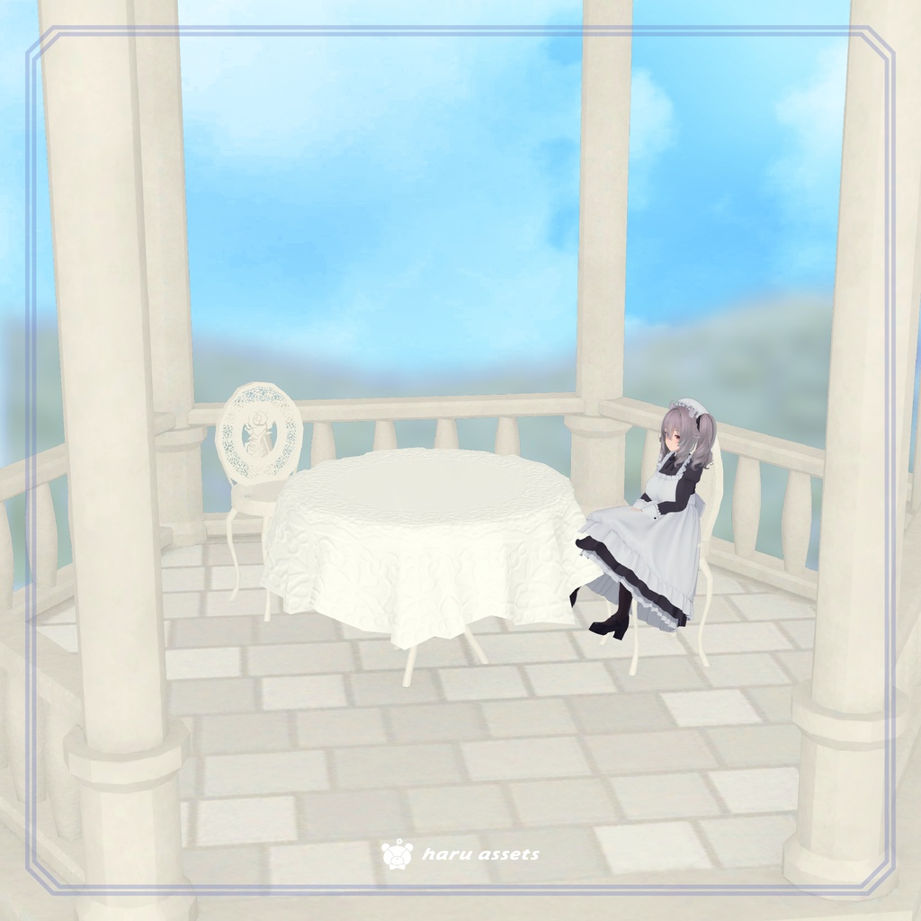 【3Dモデル】ホワイトレース🤍ガーデンセット