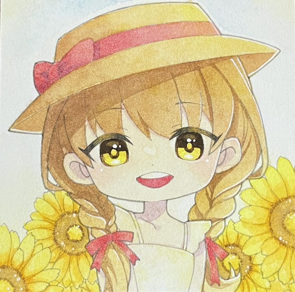 原画イラスト(水彩)【春夏秋冬-向日葵-】