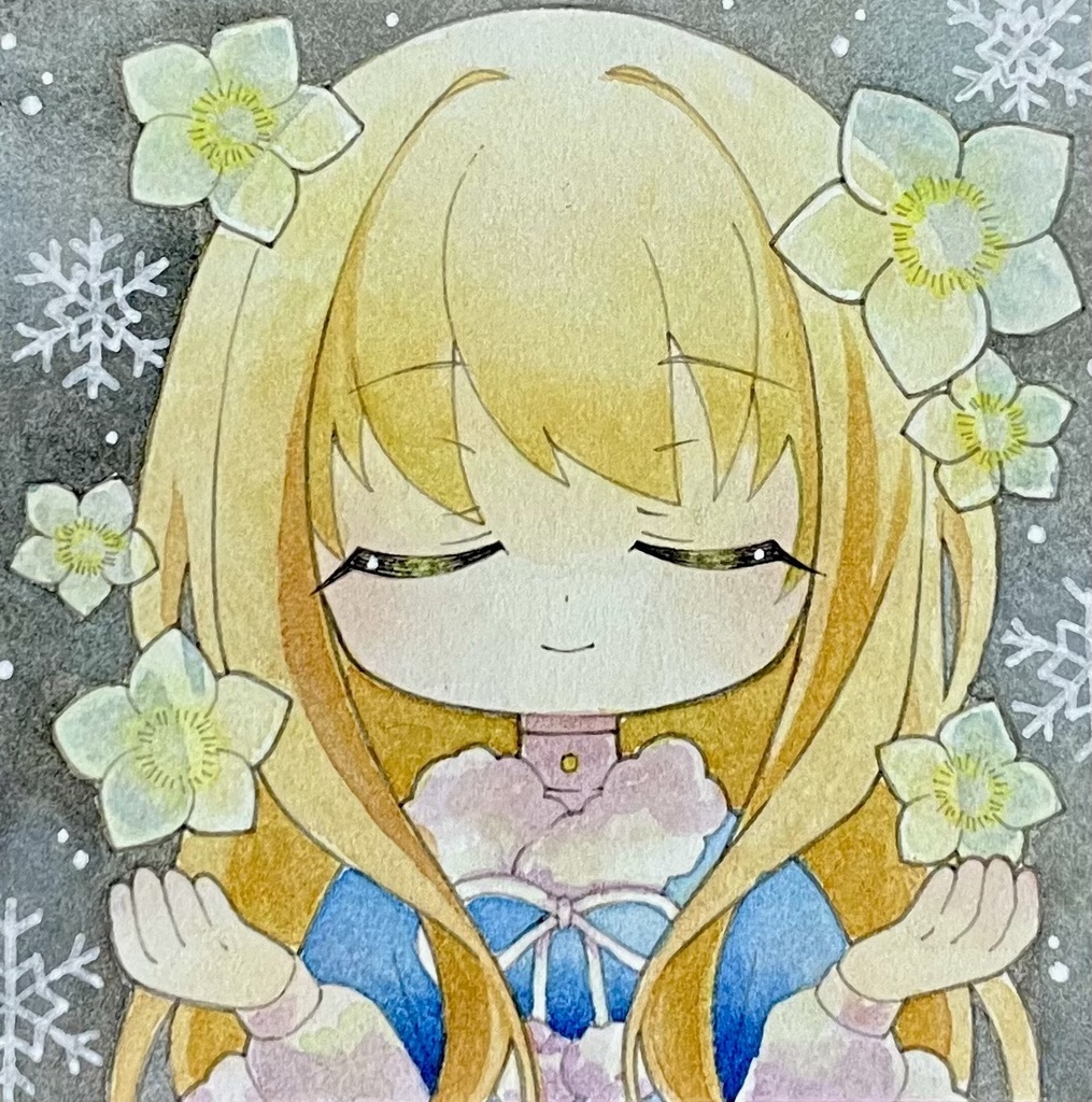 原画イラスト(水彩)【春夏秋冬-クリスマスローズ-】