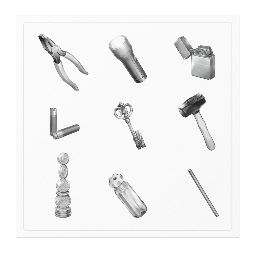 脱出ゲームでは役に立ちそうなアイテムを鏤めた役に立たなそうなステッカー