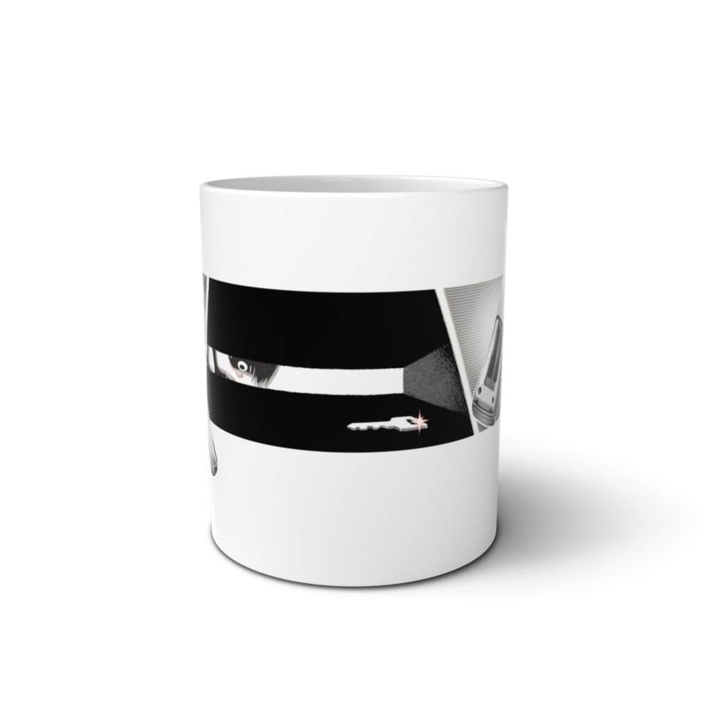 コーヒーに入れたミルクでヒントの文字列が浮かび上がるであろう脱出ゲーム好きのマグカップ