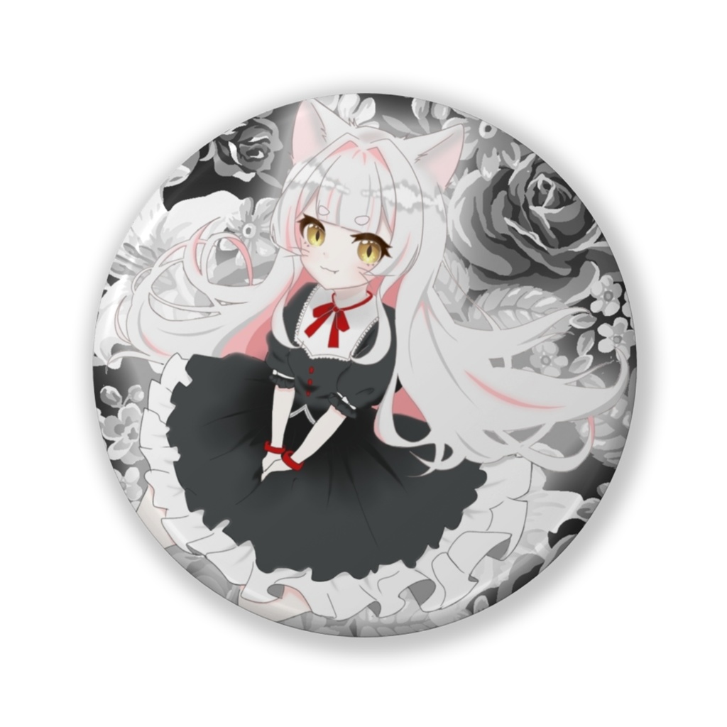 ねこみみしろや缶バッジ(ブリキ)