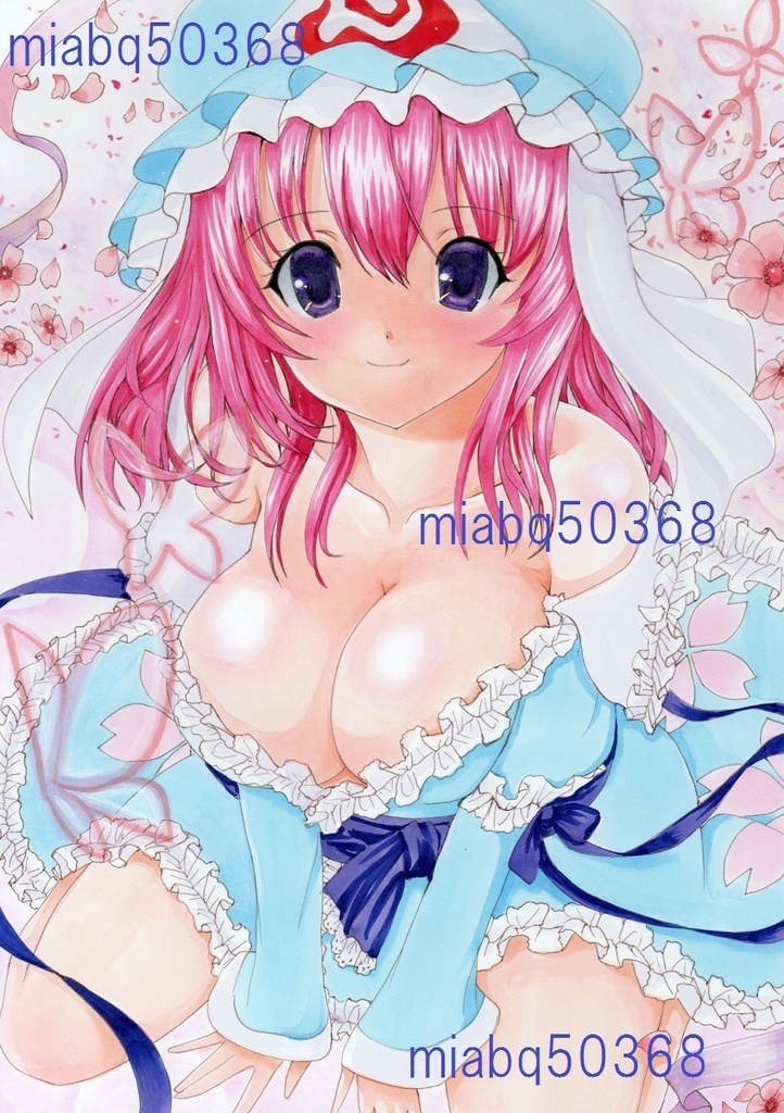 ◆同人 手描き イラスト A4サイズ ◆西行寺幽々子 東方Project