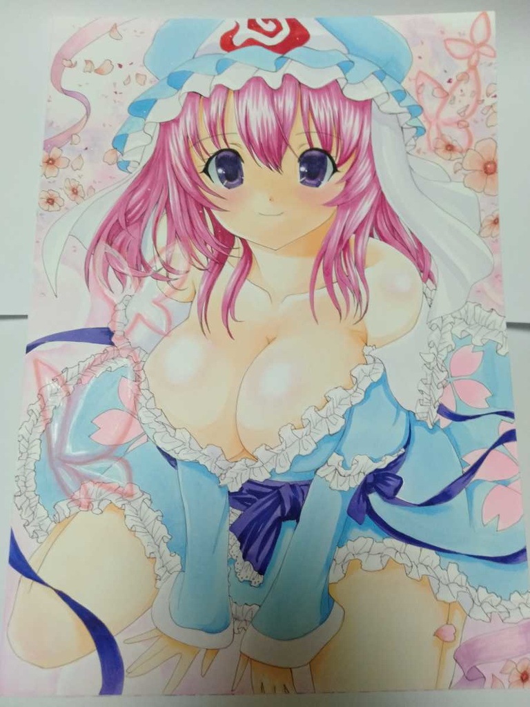 ◆同人 手描き イラスト A4サイズ ◆西行寺幽々子 東方Project