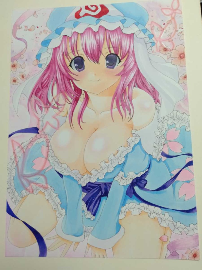 ◆同人 手描き イラスト A4サイズ ◆西行寺幽々子 東方Project