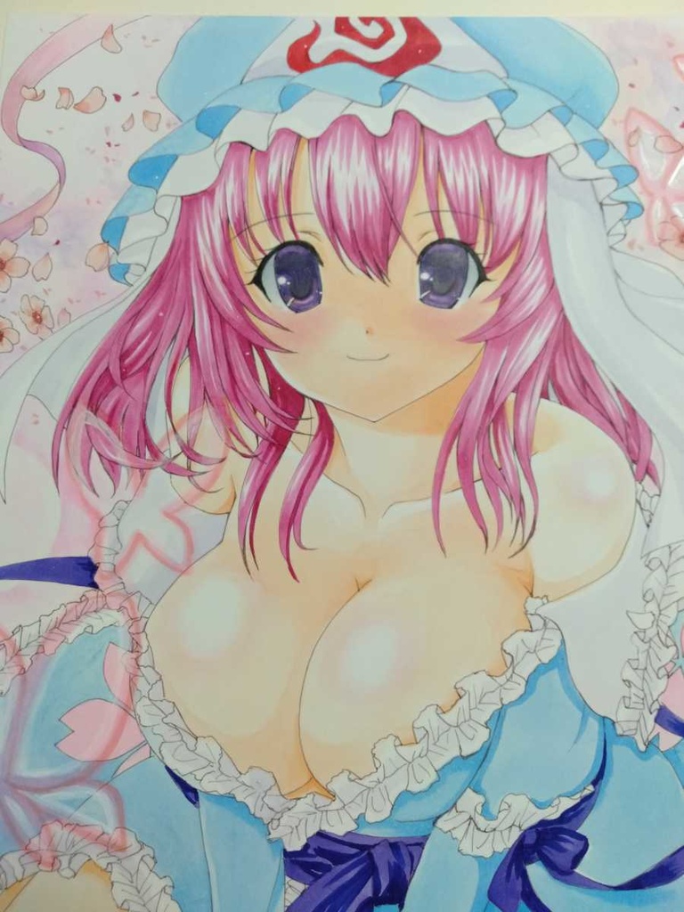 ◆同人 手描き イラスト A4サイズ ◆西行寺幽々子 東方Project