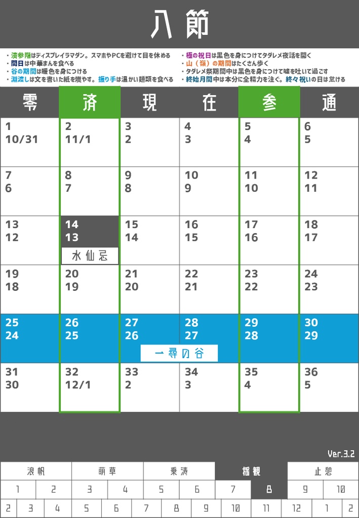 訂三因暦 Ver.3.2 カレンダー&解説テキスト