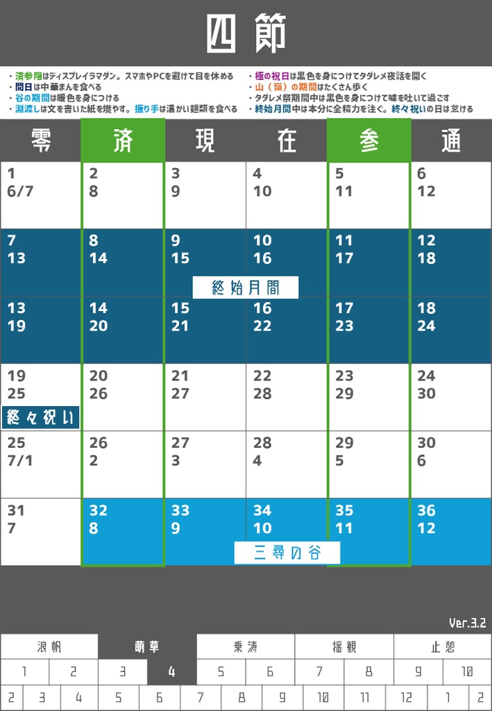 訂三因暦 Ver.3.2 カレンダー&解説テキスト