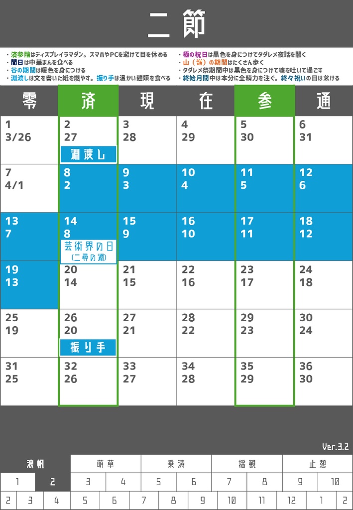 訂三因暦 Ver.3.2 カレンダー&解説テキスト