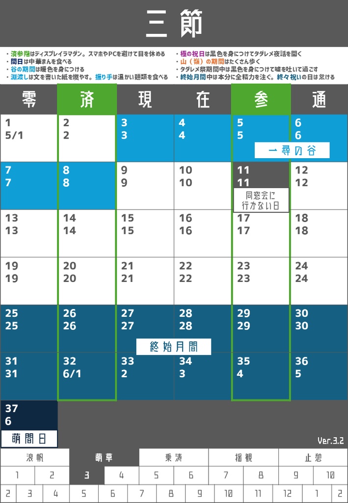 訂三因暦 Ver.3.2 カレンダー&解説テキスト