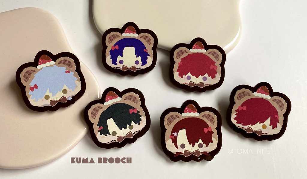 苺チョコアクリルブローチ