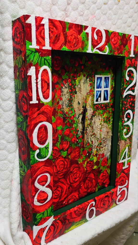 油絵 薔薇の時計